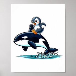 Poster Penguin Riding Orca Costume Sea Kids