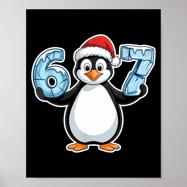 Poster Penguin Santa Hat 67 Icy Numbers Christmas Birthda (Frente)