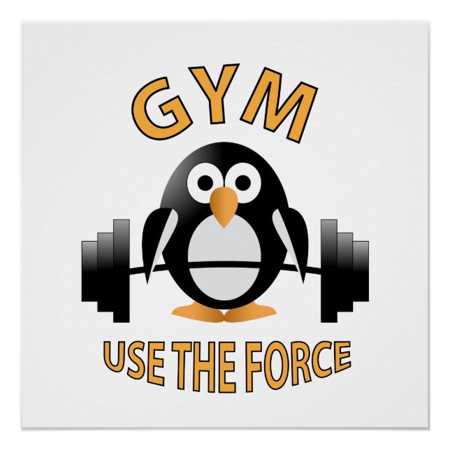 Pôster Penguin with a barbell (Frente)