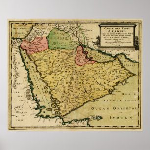 Pôster Península árabe do mapa de Médio Oriente