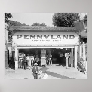 Poster Penny Arcade, 1928. Foto Antiga