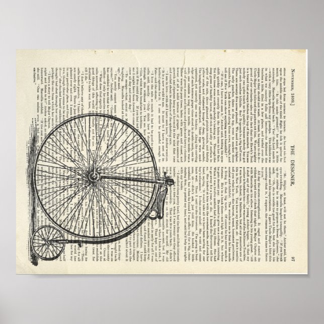 Pôster Penny Farthing Book Page Art (Frente)
