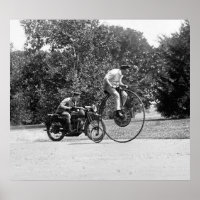 Penny Farthing vs Motorcycle, 1920