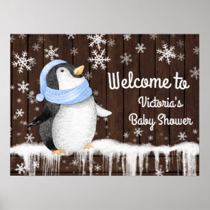Poster Penquin Snowflake Boy Sinal de Chá de fraldas de i