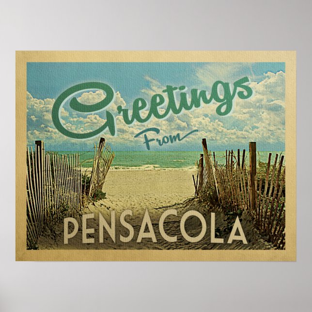 Poster Pensacola Beach Vintage Travel (Frente)