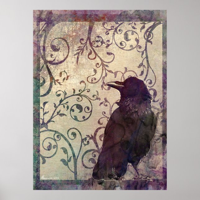 Poster Pensamentos Estritos Arte De Mancha De Tinta De Aq (Frente)