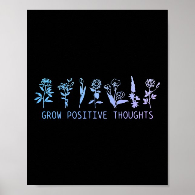 Poster Pensamentos Positivos Crescem Conscientes do Suicí (Frente)