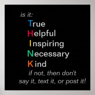 Pôster PENSE - antes de falar, enviar texto ou postar - p