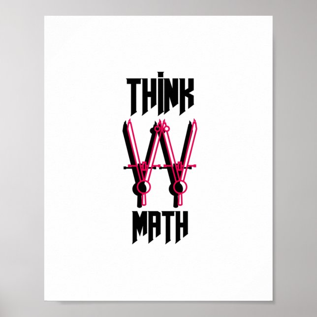 Poster Pense com vermelho matemático (Frente)