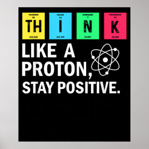 Poster Pense Como Um Próton Fique Positivo Ciência Divert