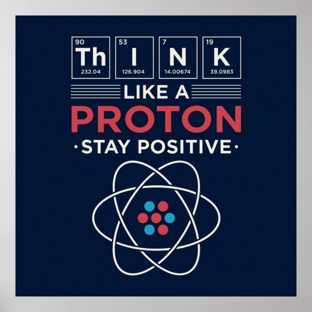 Poster Pense Como Uma Sala De Nerd De Química De Proton (Frente)