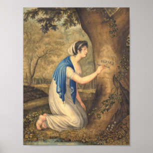 Pôster Pense de mim a pintura romântica da mulher na