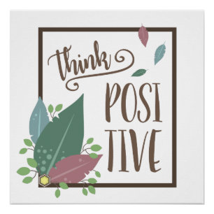 Pôster Pense em fofa de citação inspiradora positiva boho