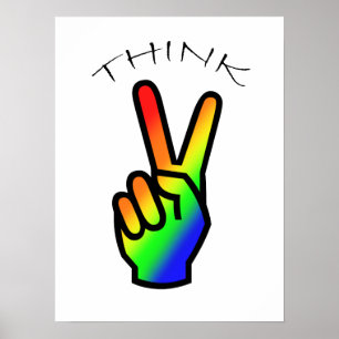 Poster Pense em Peace Rainbow