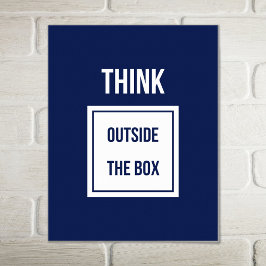 Pôster Pense fora da caixa com o azul motivacional