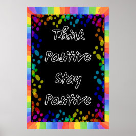 Poster Pense Positivo, Mantenha-Se Positivo, Automotivaçã