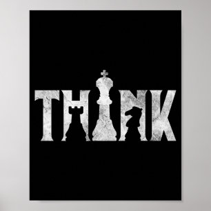 Poster Pense Xadrez Eces Jogador Chessmaster Amor Xadrez