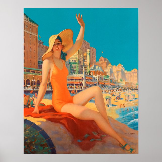 Poster Pensilvânia Railroad - Atlantic City, 1935 (Frente)