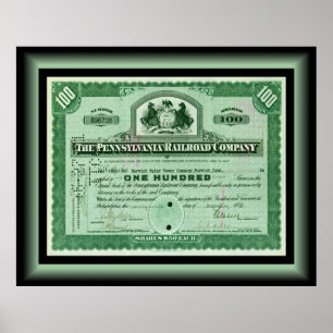 Poster Pensilvânia Railroad Company ~ Stock Certificate