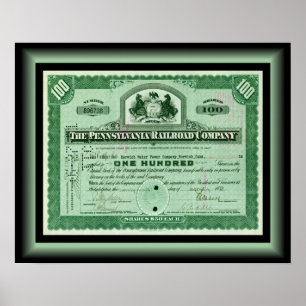 Poster Pensilvânia Railroad Company ~ Stock Certificate