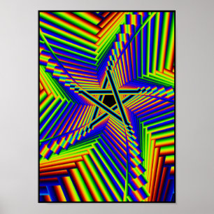 Pôster pentacle girando 3 do arco-íris