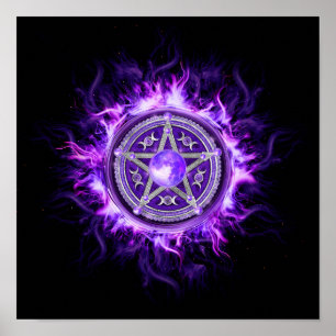 Poster Pentagrama de Lua Roxo