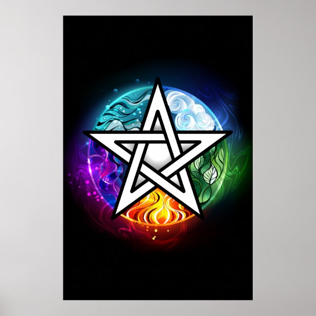Poster Pentagrama do Wiccan (Frente)