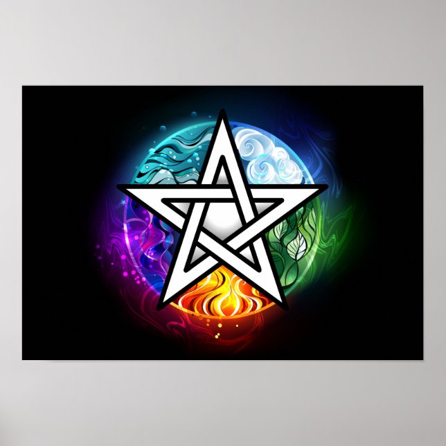 Poster Pentagrama do Wiccan (Frente)