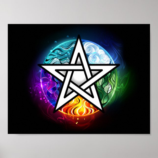 Poster Pentagrama do Wiccan (Frente)