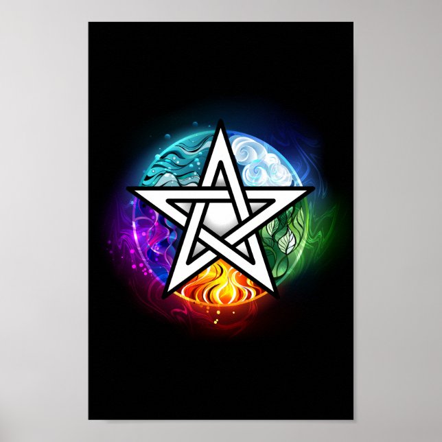 Poster Pentagrama do Wiccan (Frente)