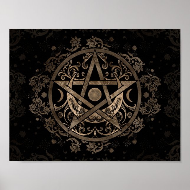 Poster Pentagrama - Dourado e Preto (Frente)