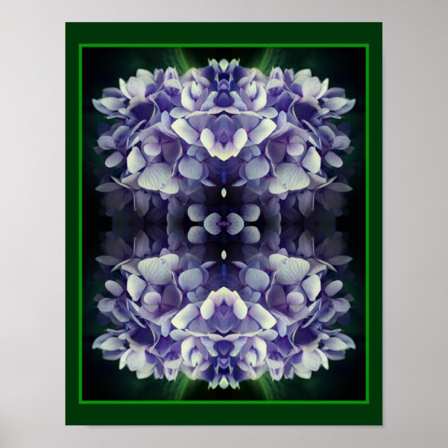 Poster Pentes de Hydrangea Azul Fechar Abstrato (Frente)