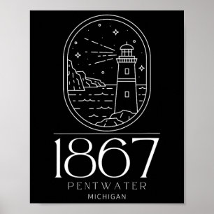 Poster Pentwater Michigan Michigander Estado Mi Viagem Bo