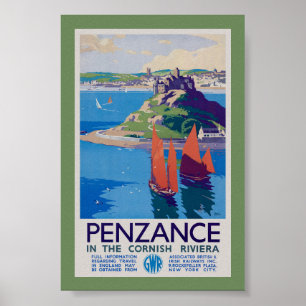 Poster Penzance na Riviera da Cornualha Cartaz Vintage 19