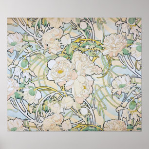 Poster Peônias de Alphonse Mucha