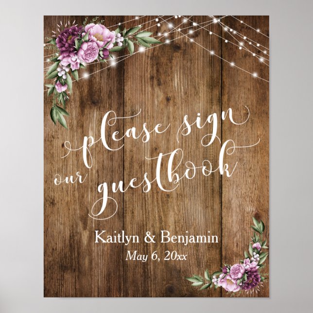 Poster Peônias, madeira e luzes assinem nosso guia (Frente)