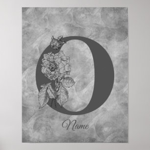 Poster Peony Elegante Monograma Inicial O Personalizado