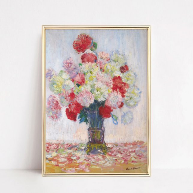 Poster Peony Flower Still Life Art Print Home Decor (Vase de Pivoines by Claude Monet, 1882 – Impressionist Peony Still Life Art Print)