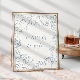 Poster Peony Garden Dusty Blue Floral Cards & presentes