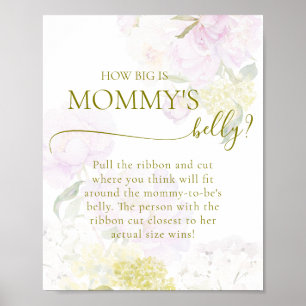 Poster Peony Hydrangea Chá de fraldas Bela Grande Mamãe