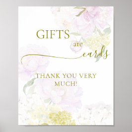 Poster Peony Hydrangea Pastel Chá de fraldas presente e c