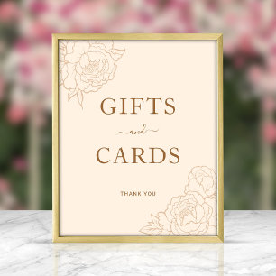 Poster Peony Line Art Gifs & Cards Sinal