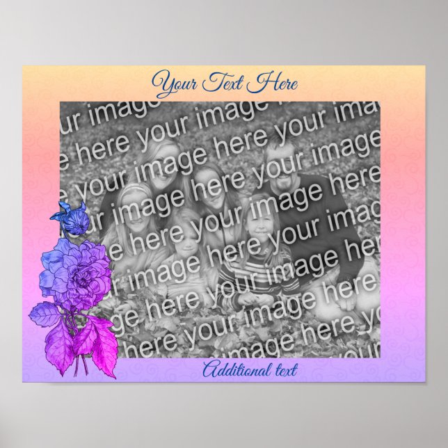 Poster Peony Rainbow Personalizado Adicionar Sua Foto (Frente)