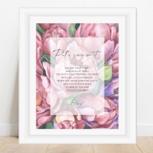 Poster Peony rosa - primavera colocou um anel no jogo