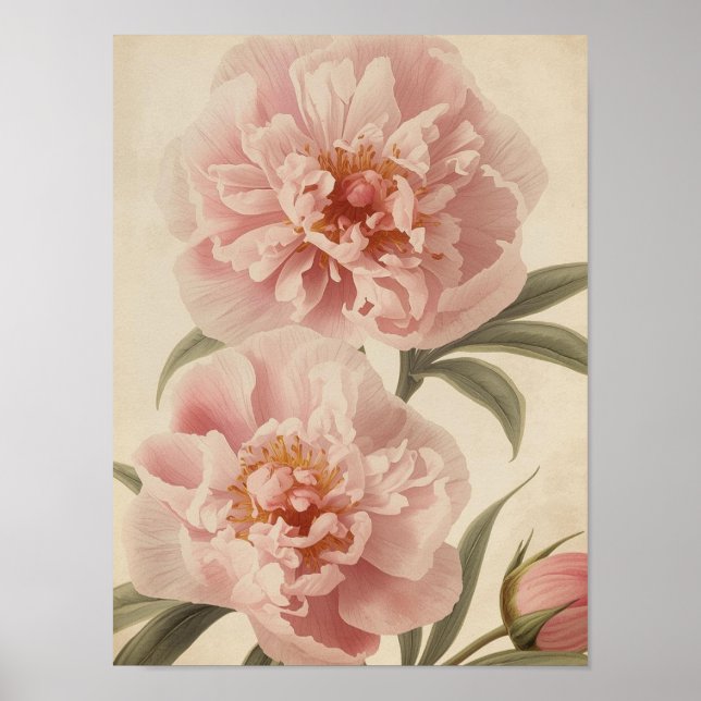 Poster Peony Watercolor Elegance (Frente)