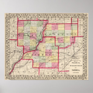 Pôster Peoria, Woodford, condados de Tazewell