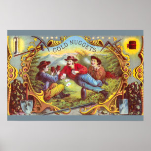 Poster Pepitas de Ouro: Arte do Velho Oeste de Rótulo de