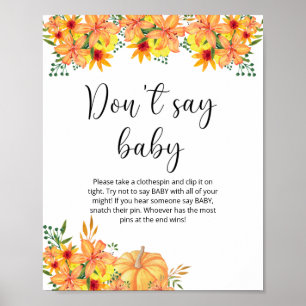 Poster Pequena abóbora floral Não diga bebê 