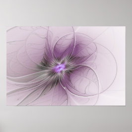 Poster Pequena Bela Cinza Mauve Moderna Flor de Arte Frac