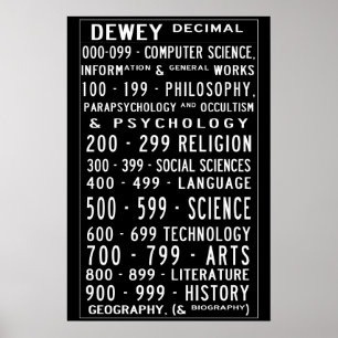 Poster Pequena Biblioteca Doméstica Classificação Decimal